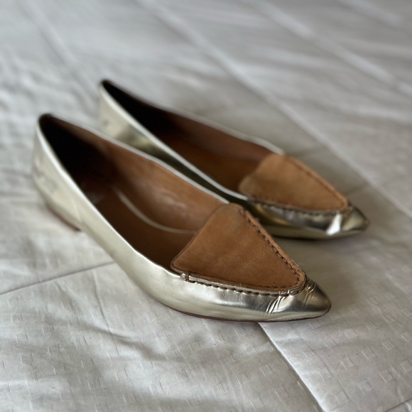 Rare Coach Walsh Metallic Nubuck Leather Point Toe Flats 8.5B - Picture 6 of 15
